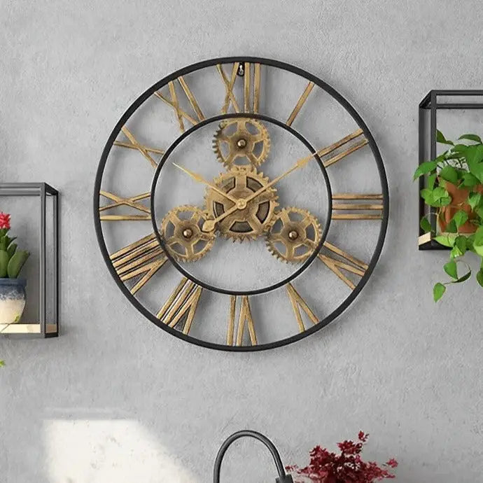 Horloge Murale Design 3D - Horloges murales - or et noir / 60 cm