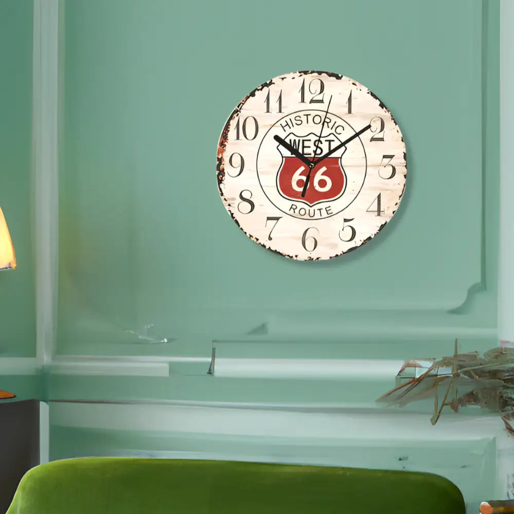 Petite Horloge Murale Vintage Route 66 | Vêtement Vintage Petite Horloge Murale Vintage Route 66 | Vêtement Vintage