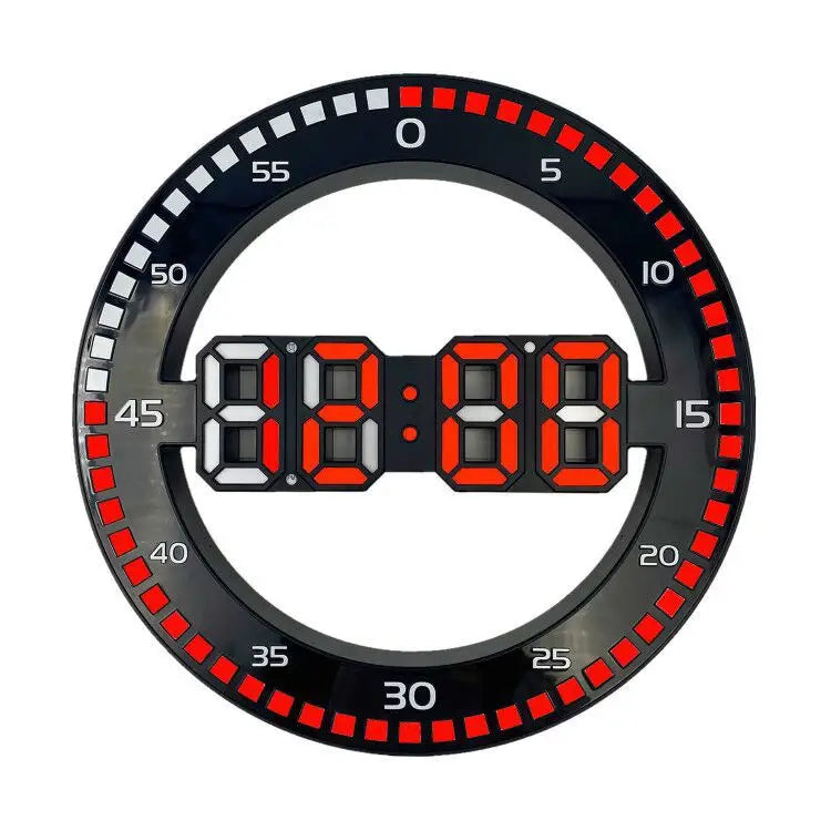 Horloge Murale LED 3D - Horloges murales - noir LED rouge