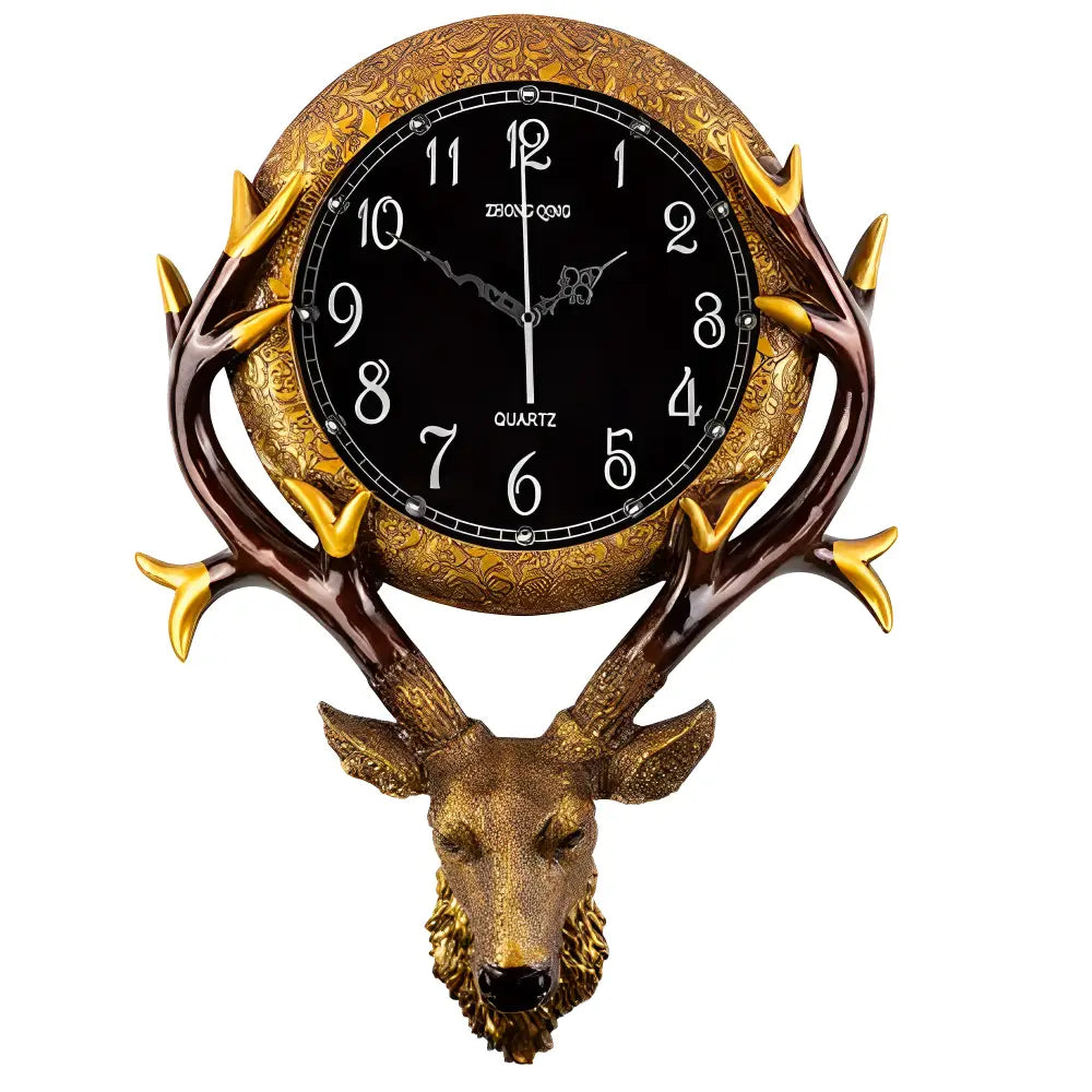 horloge murale tête de cerf - Horloges murales - dorée