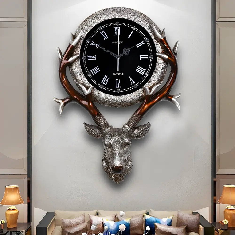 horloge murale tête de cerf - Horloges murales